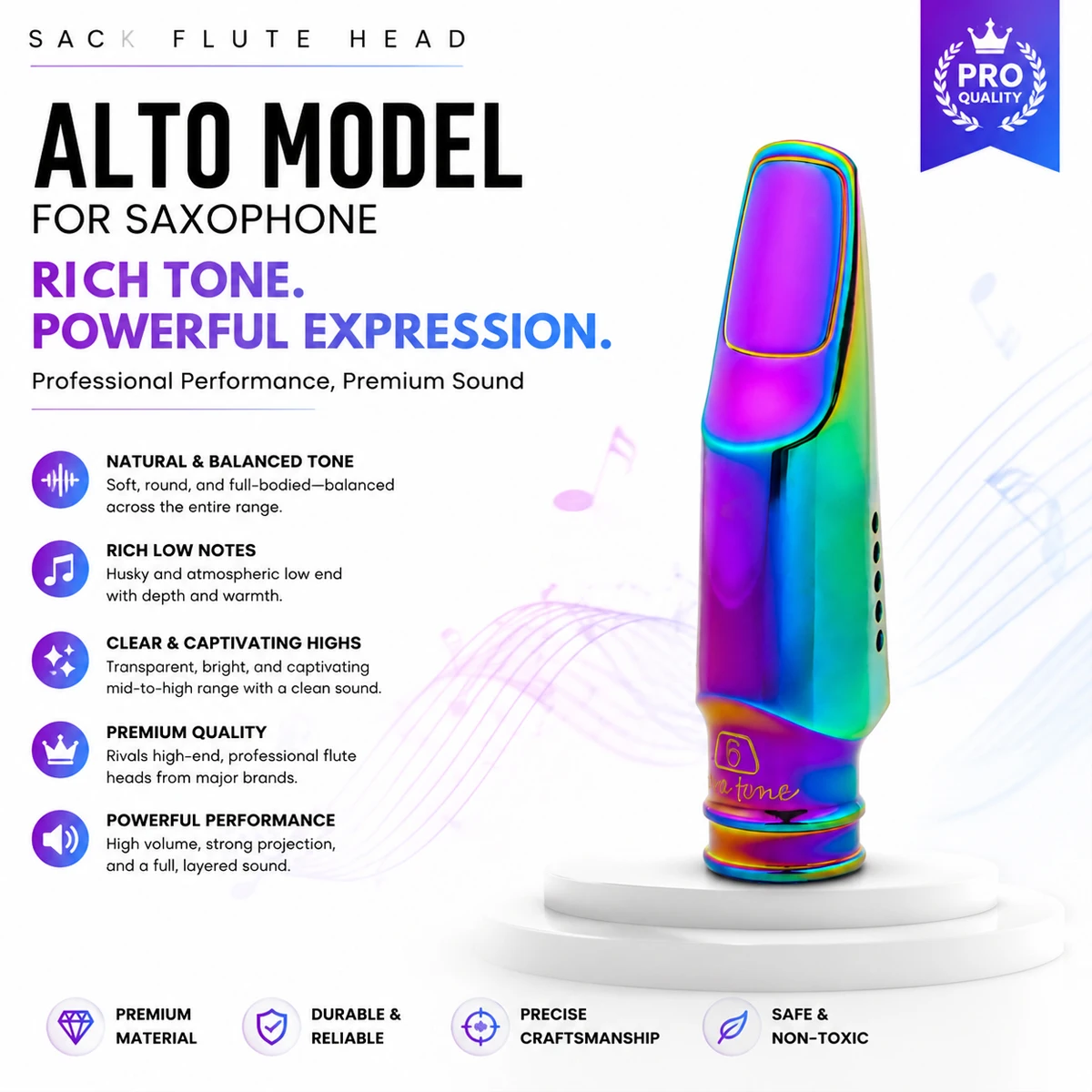 Trombone Mouthpiece - Aurora Iridescent Alto Saksafon Ağızlığı Metal